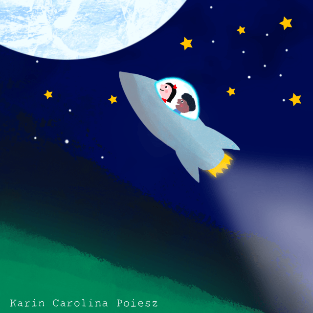 Two kids are To the moon 
