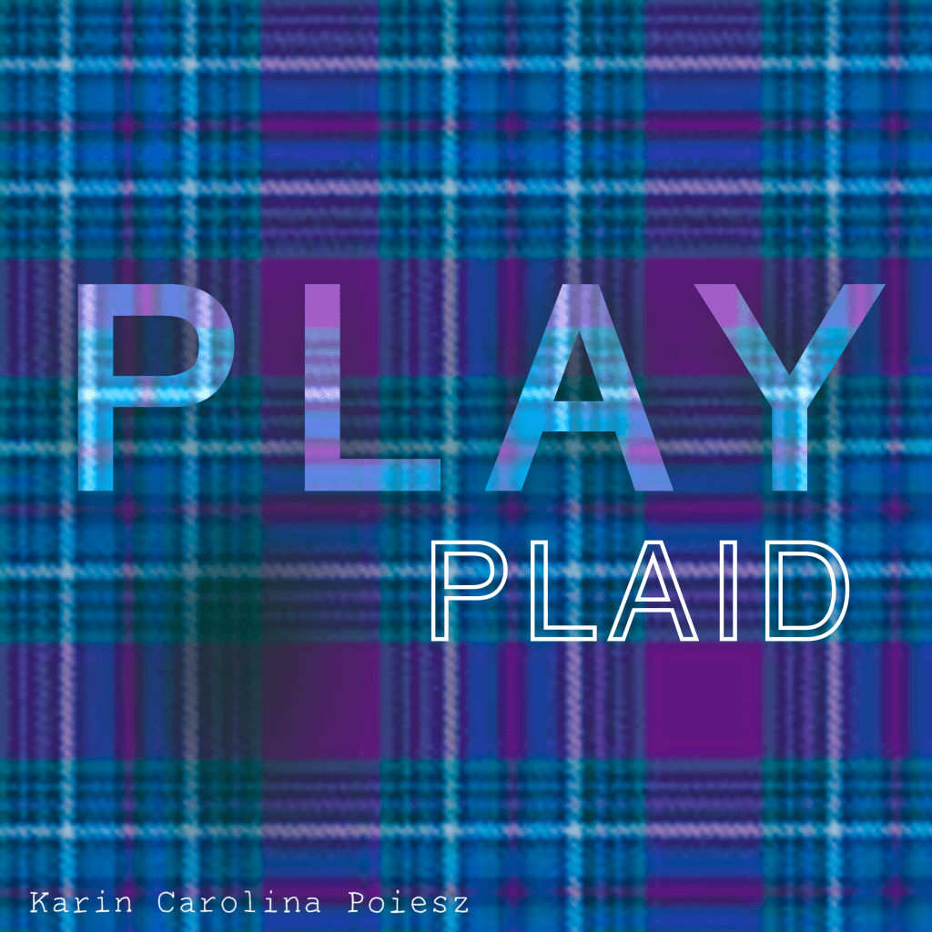 Blue and purple tartan experiment by Karin Carolina Poiesz, made for Lilla’s Style Challenge together with Meneertje Doodle. A playful mix of pattern and character.