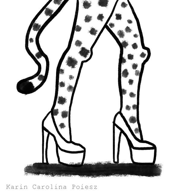 Legs on high heels in black and white by Karin Carolina Poiesz