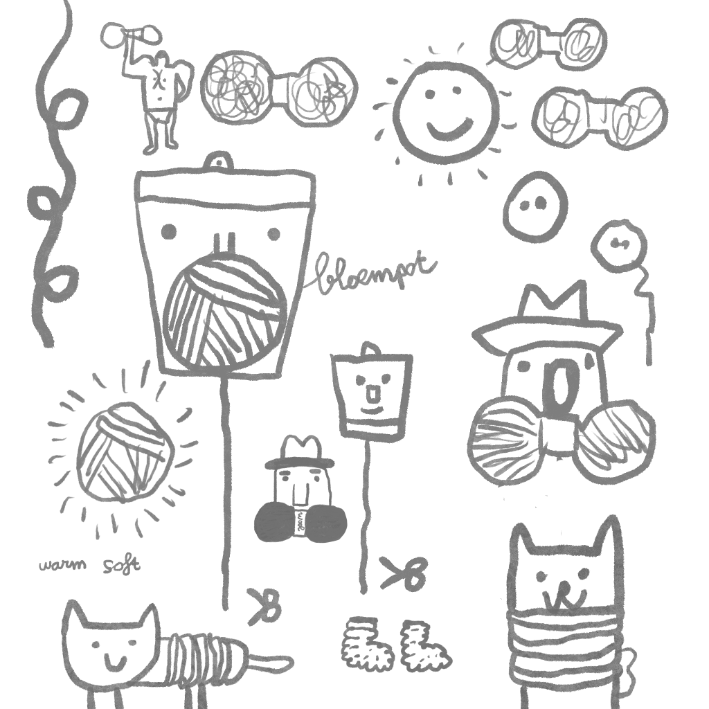 Playfull doodles about wool. Illustration Karin Poiesz ( Karin Carolina) with meneertje Doodle. 
