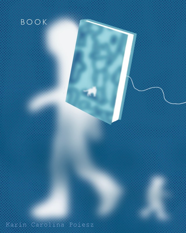 BOOK
“A walking silhouette holding a large glowing blue book.”